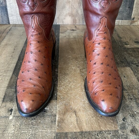 Lucchese Classics Handmade E176964 Ostrich Inlay Cowboy Boots Mens 10.5 EE - Picture 11 of 12